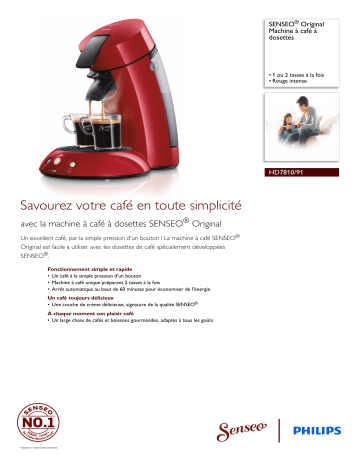 SENSEO® HD7810/91 SENSEO® Original Machine à café à dosettes Manuel utilisateur | Fixfr