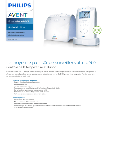 Avent SCD525/00 Avent Audio Monitors Écoute-bébé DECT Manuel utilisateur | Fixfr