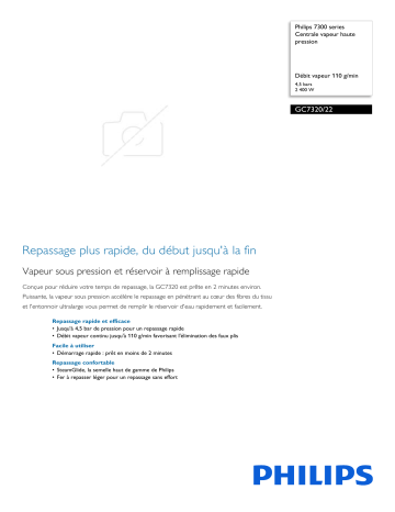 Philips GC7320/22 7300 series Centrale vapeur haute pression Manuel utilisateur | Fixfr