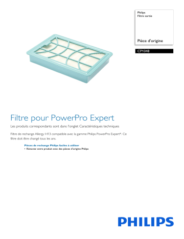 Philips CP1048/01 Filtre sortie Manuel utilisateur | Fixfr