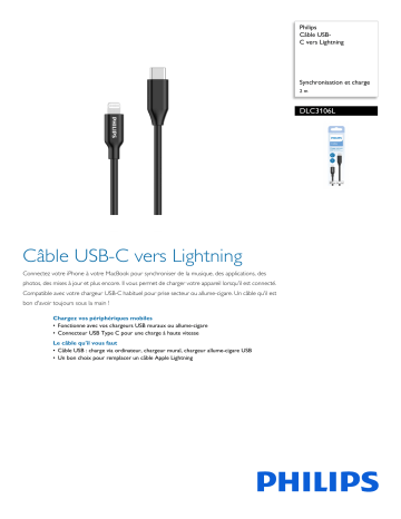 Philips DLC3106L/00 Câble USB-C vers Lightning Manuel utilisateur | Fixfr