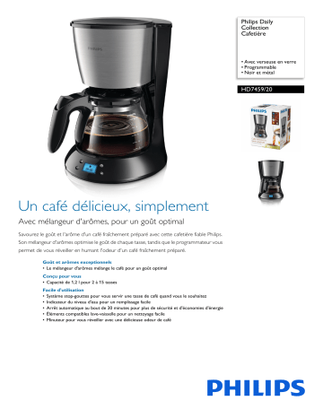 Philips HD7459/20 Daily Collection Cafetière Manuel utilisateur | Fixfr