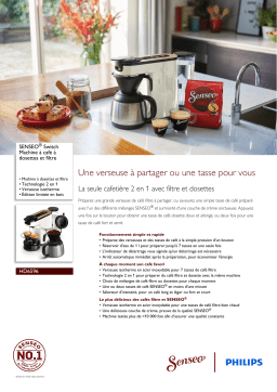 SENSEO® HD6596/01 SENSEO® Switch Machine à café à dosettes et filtre Manuel utilisateur