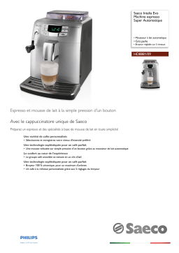 Saeco HD8881/09 Saeco Intelia Evo Machine espresso Super Automatique Manuel utilisateur