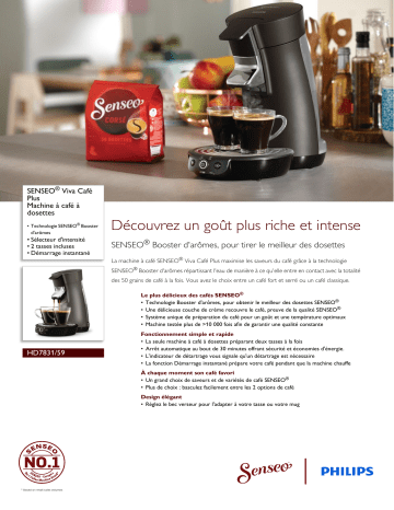 SENSEO® HD7831/59 SENSEO® Viva Café Plus Machine à café à dosettes Manuel utilisateur | Fixfr