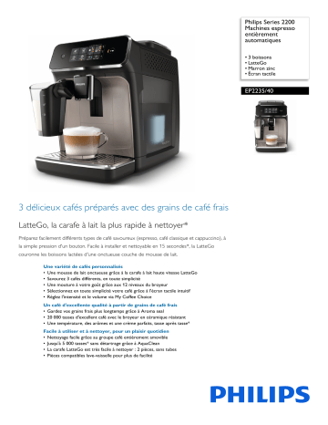 Philips EP2235/40 Series 2200 Machines espresso entièrement automatiques Manuel utilisateur | Fixfr