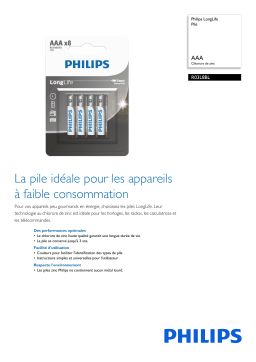 Philips R03L8BL/40 LongLife Pile Manuel utilisateur
