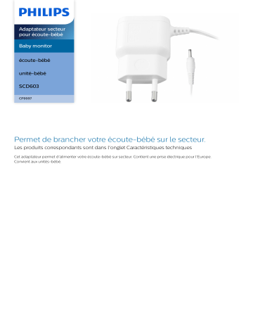 Philips CP9997/01 Baby monitor Adaptateur secteur pour écoute-bébé Manuel utilisateur | Fixfr