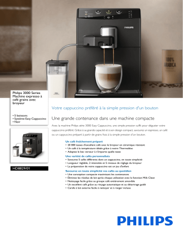 Philips HD8829/01 3000 Series Machine expresso à café grains avec broyeur Manuel utilisateur | Fixfr