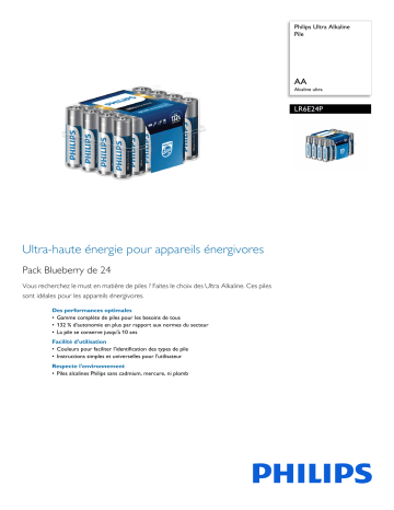 Philips LR6E24P/10 Ultra Alkaline Pile Manuel utilisateur | Fixfr