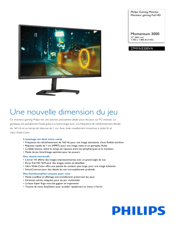 Philips 27M1N3200VA/00 Gaming Monitor Moniteur gaming Full HD Manuel utilisateur | Fixfr