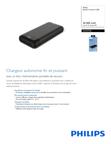 Philips DLP2720/00 Batterie externe USB Manuel utilisateur | Fixfr