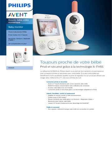 Avent SCD625/26 Avent Baby monitor Écoute-bébé vidéo numérique Manuel utilisateur | Fixfr