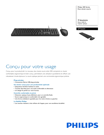 Philips SPT6254/01 200 Series Duo clavier-souris Manuel utilisateur | Fixfr