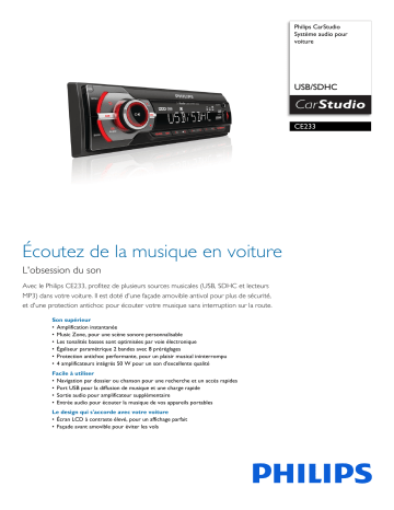 Philips CE233/13 CarStudio Système audio pour voiture Manuel utilisateur | Fixfr