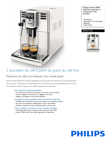 Philips EP5311/10 Series 5000 Machine expresso à café grains avec broyeur Manuel utilisateur | Fixfr