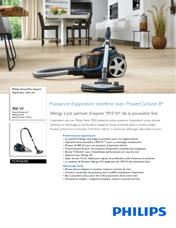 Philips FC9745/09 PowerPro Expert Aspirateur sans sac Manuel utilisateur | Fixfr