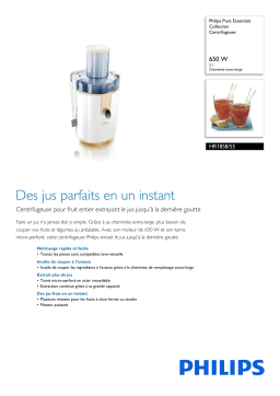 Philips HR1858/55 Pure Essentials Collection Centrifugeuse Manuel utilisateur