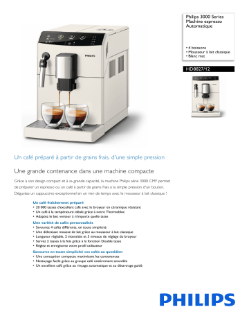 Philips HD8827/12 3000 Series Machine espresso Automatique Manuel utilisateur | Fixfr