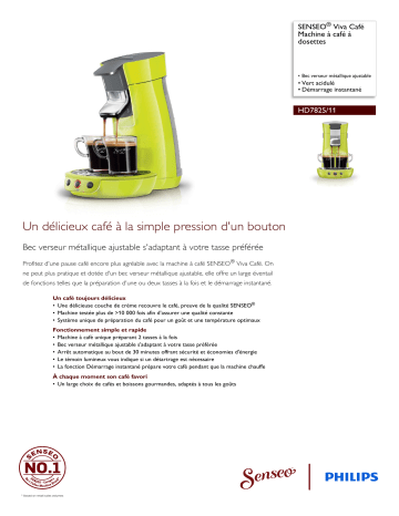 SENSEO® HD7825/11 SENSEO® Viva Café Machine à café à dosettes Manuel utilisateur | Fixfr