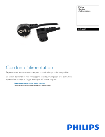 Philips HD5087/01 Cordon d'alimentation Manuel utilisateur | Fixfr