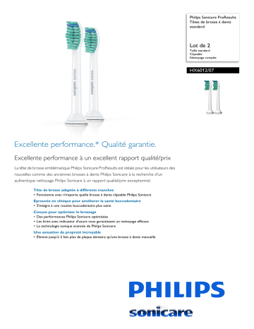 Sonicare HX6012/07 Sonicare ProResults Têtes de brosse à dents standard Manuel utilisateur | Fixfr