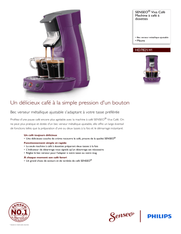 SENSEO® HD7821/41 SENSEO® Viva Café Machine à café à dosettes Manuel utilisateur | Fixfr
