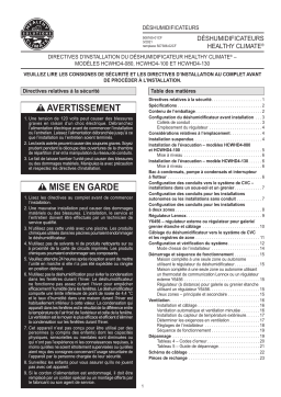 Lennox DÉSHUMIDIFICATEUR HEALTHY CLIMATE® –MODÈLES HCWHD4-080, HCWHD4-100 ET HC Guide d'installation