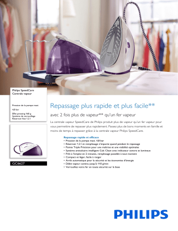 Philips GC6627/30 SpeedCare Centrale vapeur Manuel utilisateur | Fixfr