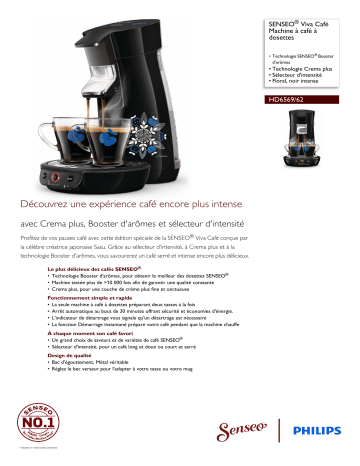 SENSEO® HD6569/62 SENSEO® Viva Café Machine à café à dosettes Manuel utilisateur | Fixfr