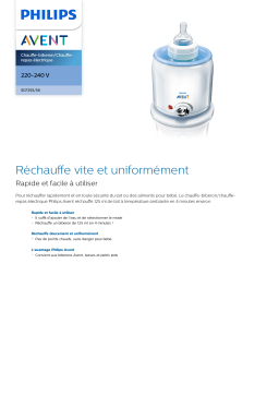 Avent SCF255/56 Avent Chauffe-biberon/Chauffe-repas électrique Manuel utilisateur