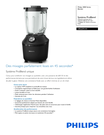 Philips HR2291/41 3000 Series Blender Manuel utilisateur | Fixfr