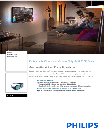 Philips PTA03/00 Lunettes pour téléviseur 3D Manuel utilisateur | Fixfr