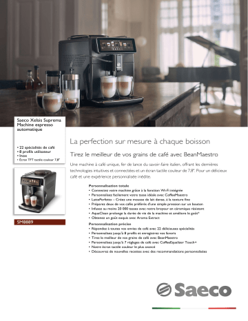 Saeco SM8889/00 Saeco Xelsis Suprema Machine espresso automatique Manuel utilisateur | Fixfr