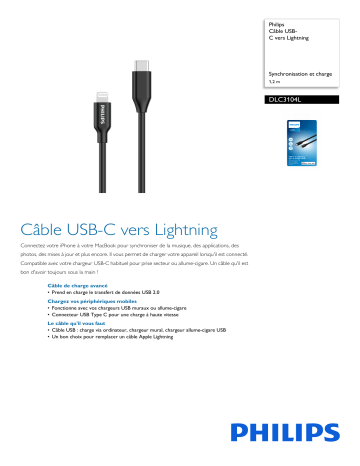 Philips DLC3104L/03 Câble USB-C vers Lightning Manuel utilisateur | Fixfr