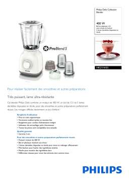 Philips HR2114/03 Daily Collection Blender Manuel utilisateur