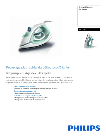 Philips GC1903/01 1900 series Fer vapeur Manuel utilisateur | Fixfr