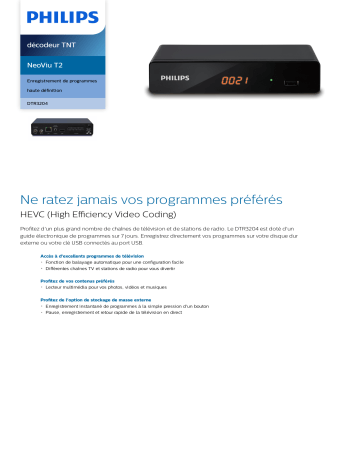 Philips DTR3204/EU NeoViu T2 décodeur TNT Manuel utilisateur | Fixfr