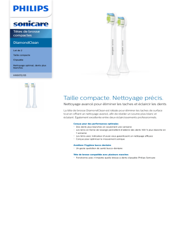 Sonicare HX6072/05 Sonicare DiamondClean Têtes de brosse compactes Manuel utilisateur | Fixfr