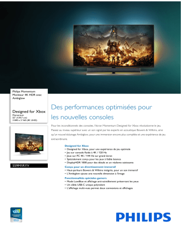 Philips 559M1RYV/00 Momentum Moniteur 4K HDR avec Ambiglow Manuel utilisateur | Fixfr