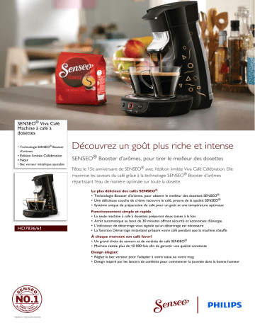 SENSEO® HD7836/61 SENSEO® Viva Café Machine à café à dosettes Manuel utilisateur | Fixfr