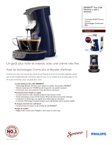 SENSEO® HD6561/71 SENSEO® Viva Café Machine à café à dosettes Manuel utilisateur | Fixfr