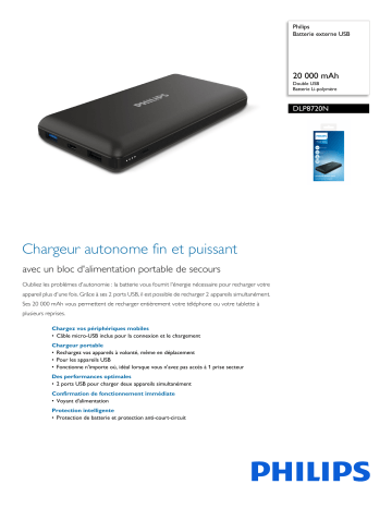 Philips DLP8720N/03 Batterie externe USB Manuel utilisateur | Fixfr