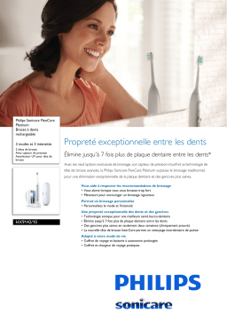 Sonicare HX9142/10 Sonicare FlexCare Platinum Brosse à dents rechargeable Manuel utilisateur