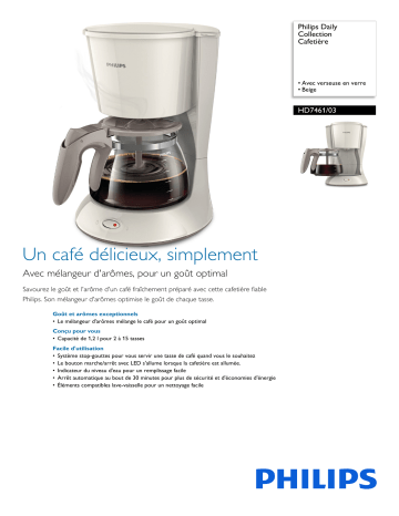 Philips HD7461/03 Daily Collection Cafetière Manuel utilisateur | Fixfr