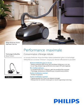 Philips FC8523/09 Performer Active Aspirateur avec sac Manuel utilisateur | Fixfr