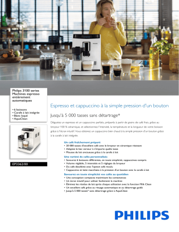 Philips EP3362/00 3100 series Machines espresso entièrement automatiques Manuel utilisateur | Fixfr