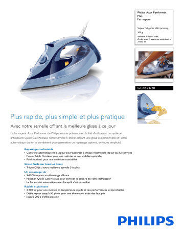 Philips GC4521/20 Azur Performer Plus Fer vapeur Manuel utilisateur | Fixfr