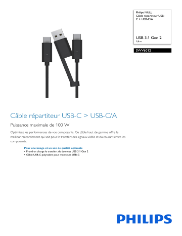 Philips SWV6012/12 Câble répartiteur USB-C > USB-C/A Manuel utilisateur | Fixfr