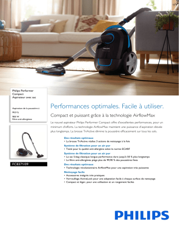 Philips FC8371/09 Performer Compact Aspirateur avec sac Manuel utilisateur | Fixfr